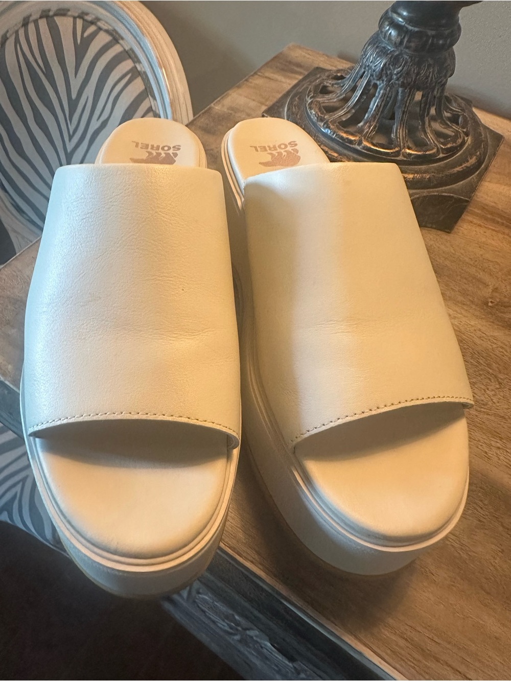 Sorel Women's Cream Platform Slide Sandals